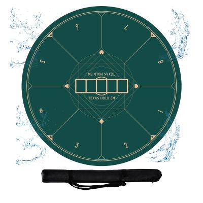 CONTINUE 47 x 47 Inch Poker Table Mat 8 Players Texas Hold'em Poker Mat Professional Poker Mat Anti-Slip Rubber Poker Table Top Layout with Carrying Bag for Poker Games, Blackjack, Casino