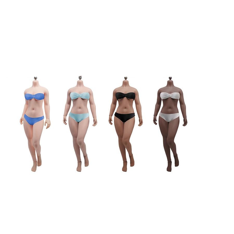 1/6 Scale Female Body,12inch Super Flexible Medium Bust Buxom Version Female Seamless Action Figure Body Collection (S29C Black Skin)