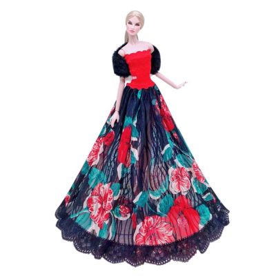 11.5" Doll Outfits Classic Wedding Dresses for Clothes Silver Blue Princess Party Gown 1/6 BJD Dollhouse Accessories Toys Window Decoration Crafts Cute /93 (Color : Floral Dress 4)