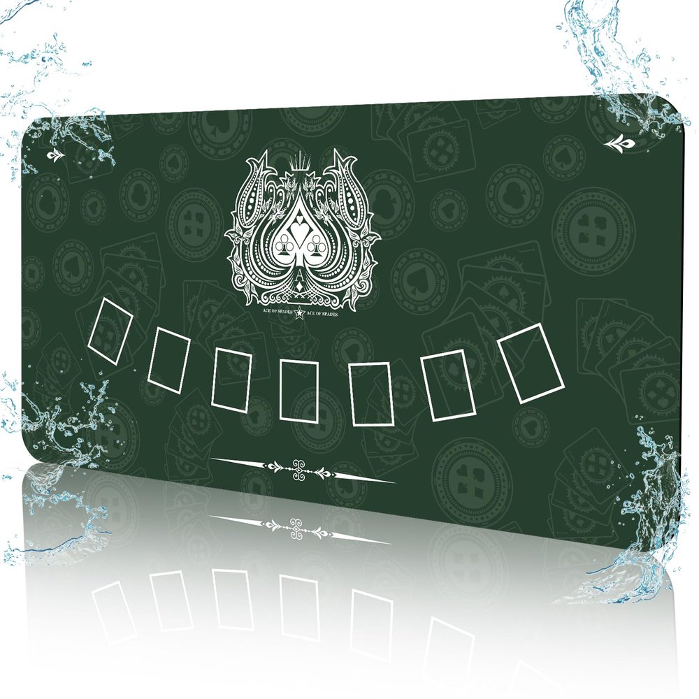 FURUISEN 70" x 35" Waterproof Poker Table Mat, Super Soft Texas Hold'em Poker Mat with Smooth Premium Surface,Portable Zipper Handbag for Parties, Home Entertainment, Blackjack/Casino Game Night