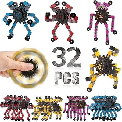 32 Pcs Fidget Spinners Toys for Kids & Adults, Deformable Robot Transformable Fingertip Spinner, Stress Relief Party Favor for Classroom Prizes, Christmas, Valentines Day Gift, Goodie Bag Fillers