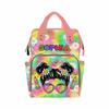 Custom Name Diaper Bag Customized Baby Flower Pink Mommy Nappy Bags with Multi Pocket & Large Capacity Personalized Nappy Changing Bag Nursing Mommy Daypack with Multi Pockets for New Mom view 1