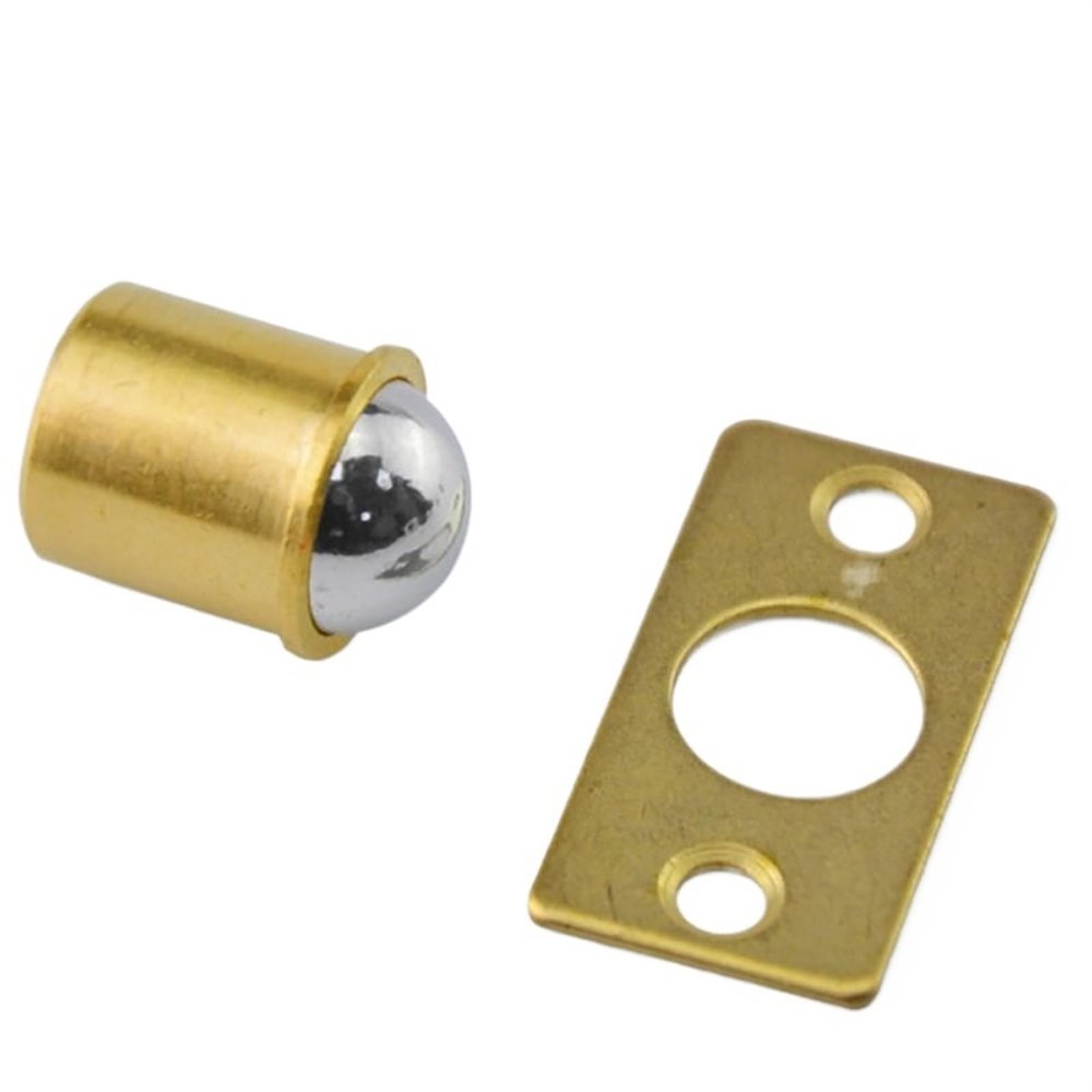xttaiwysc 10PCS/Lot Brass Plated Closet Door Drive-in Ball Catch w/Strike Plate, Ball Catch Door Hardware for Closet, Cabinet, Furniture (Color : 9.5mm with Plate)
