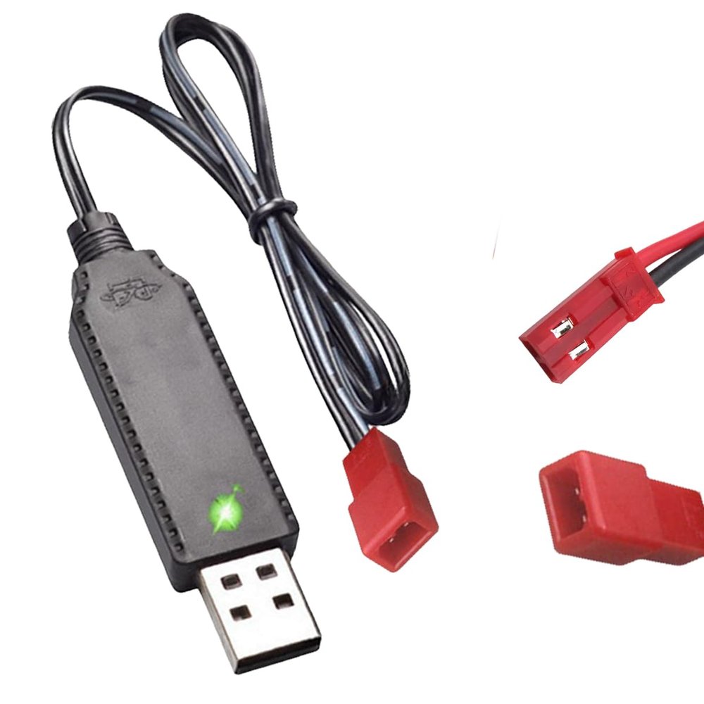 3.7V USB Charger Cable with JST 2 Pin Plug Compatible for RC Car, Plane, Tank, Boat and Other Remote Control Toys - Universal 3.7V Lipo Battery