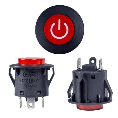 ToiCottage 2Pcs 3 Pin Switch for Kids Electric Cars, Push Button, Manual, Red