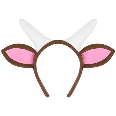 EVERMARKET Plush Animal Ears Headband Horns Headband,Halloween Christmas Festival Theme Party Animal Cosplay Costume Headwear (Goat)