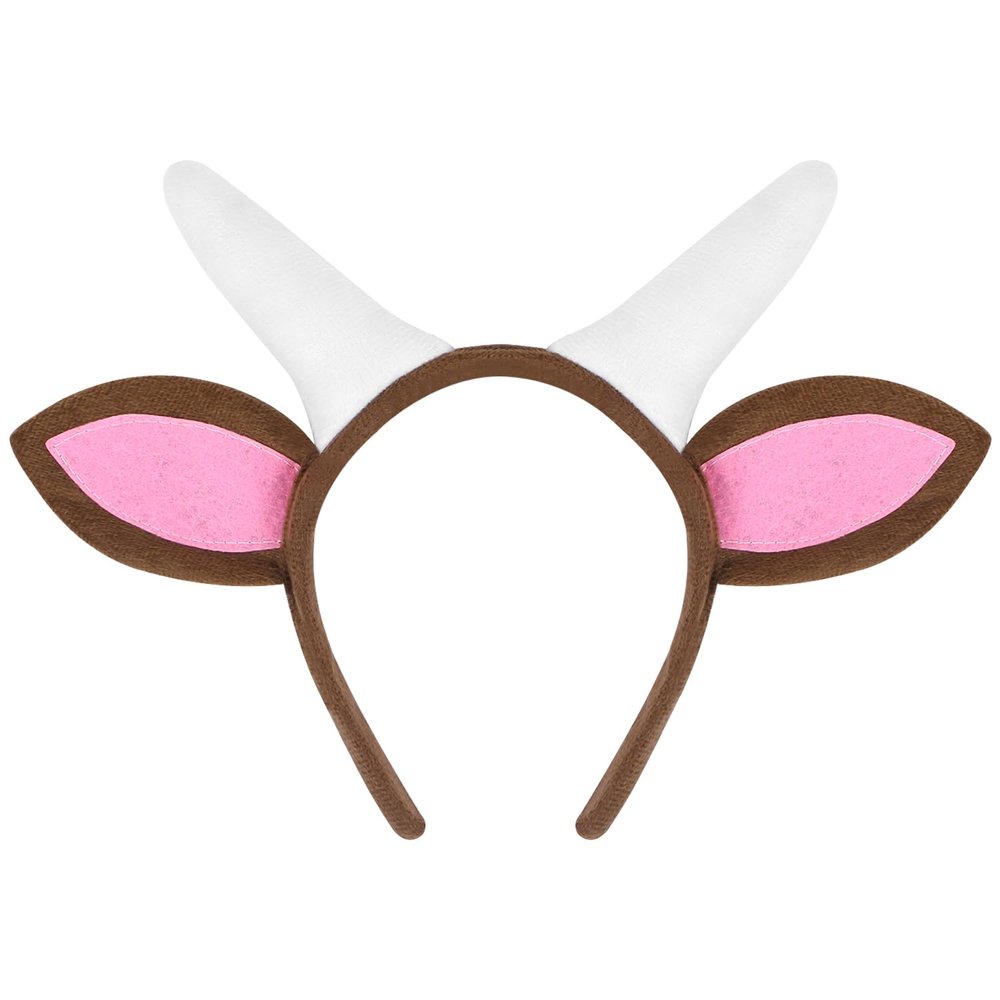 EVERMARKET Plush Animal Ears Headband Horns Headband,Halloween Christmas Festival Theme Party Animal Cosplay Costume Headwear (Goat)