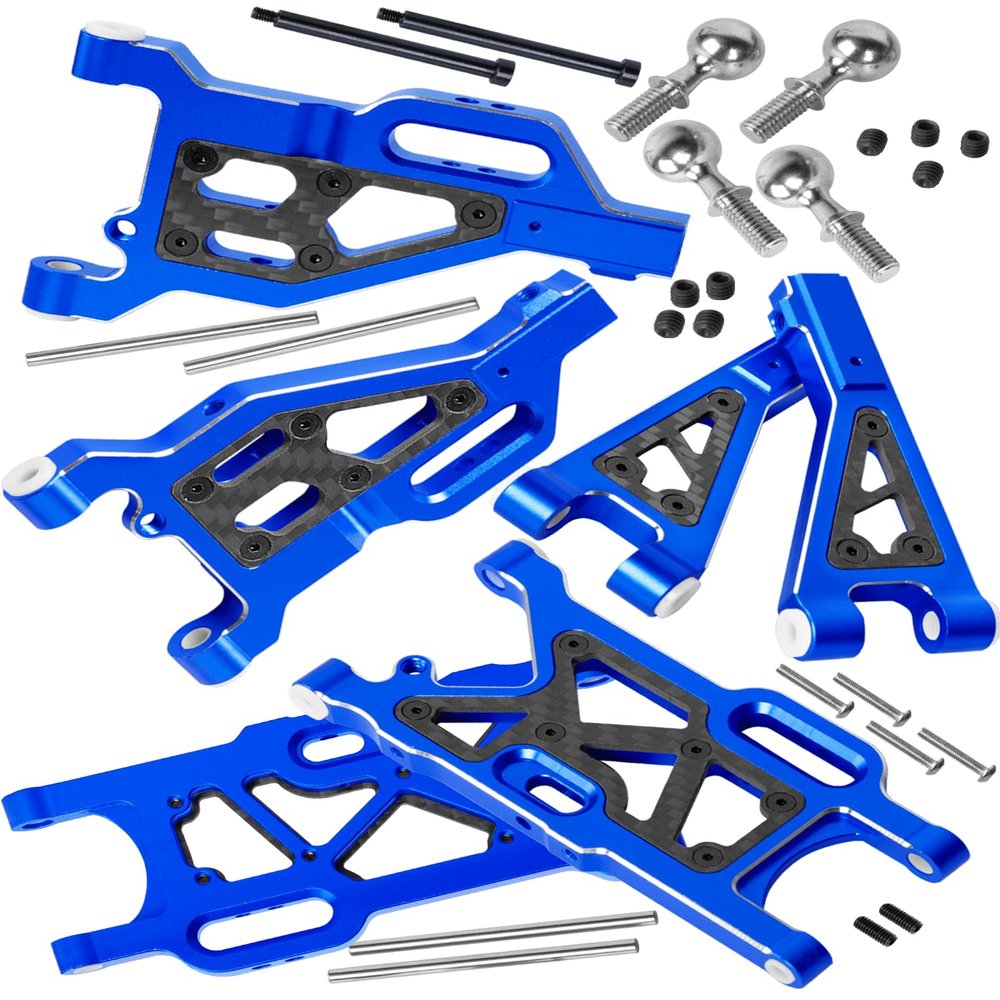RCHuiWow RC Suspension Arms Upgrades Part for 1/7 Felony 6S BLX Infraction 6S BLX Limitless 6S BLX,1/8 Typhon 6S,Aluminium Front Upper & Front Lower & Rear Lower A Arms,6pcs w/Pivot Balls,Navy Blue