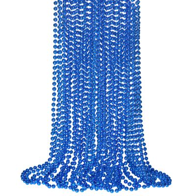 12 PCS Blue Bead Necklace, Blue Mardi Gras Beads Christmas Necklaces, 33" 4th of July Patriotic Beads Necklaces, Parade Throw Accessories for Independence Day Mardi Gras Hanukkah Pirate Party