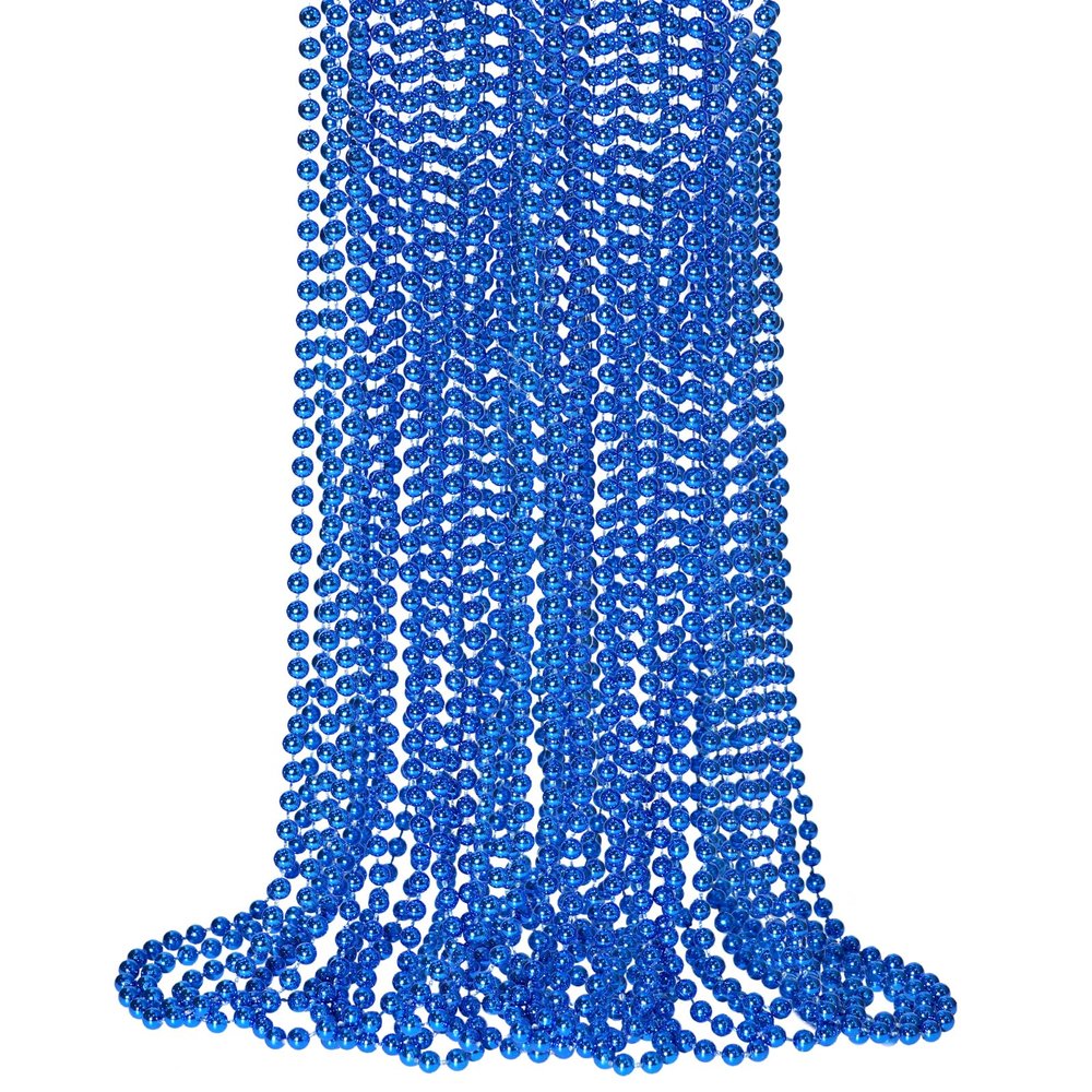 12 PCS Blue Bead Necklace, Blue Mardi Gras Beads Christmas Necklaces, 33" 4th of July Patriotic Beads Necklaces, Parade Throw Accessories for Independence Day Mardi Gras Hanukkah Pirate Party