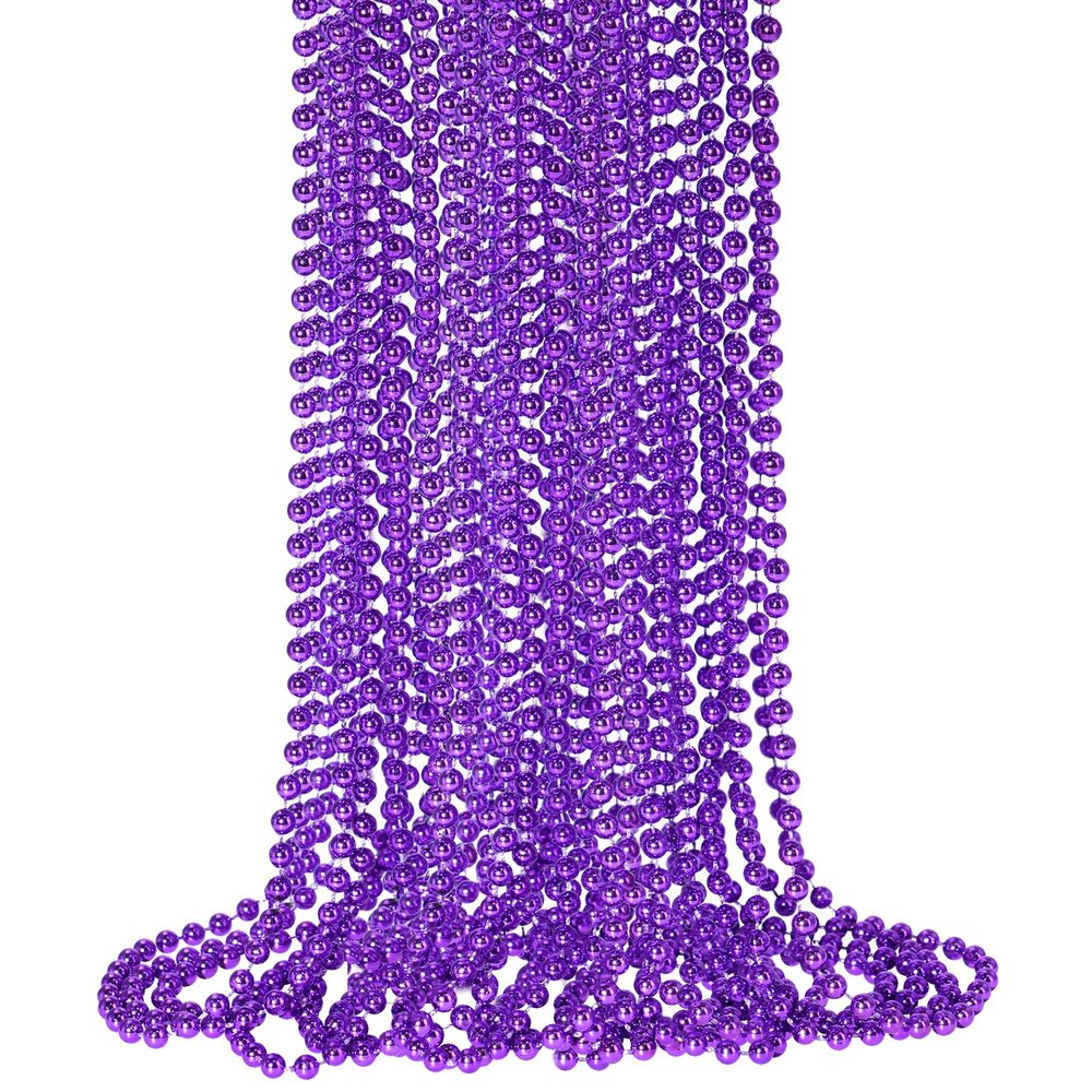 SHAOQINLIN 12 PCS Purple Mardi Gras Beads, Purple Beads Necklaces 33" Metallic Beaded Costume Necklaces Party Necklaces for Halloween Mardi Gras Parade Throws Wedding Birthday Party Favors