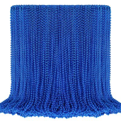 100 PCS Blue Bead Necklace, Blue Mardi Gras Beads Christmas Necklaces, 33" 4th of July Patriotic Beaded Necklace, Parade Throw Accessories for Independence Day Mardi Gras Hanukkah Pirate Theme Party