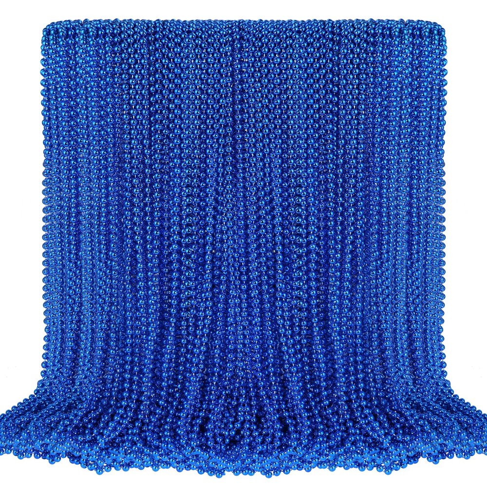100 PCS Blue Bead Necklace, Blue Mardi Gras Beads Christmas Necklaces, 33" 4th of July Patriotic Beaded Necklace, Parade Throw Accessories for Independence Day Mardi Gras Hanukkah Pirate Theme Party