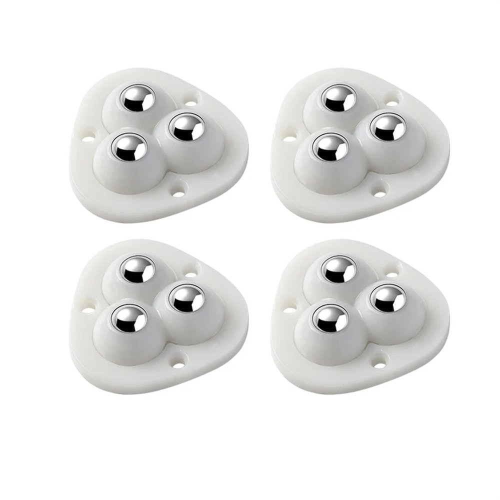 4Pcs Self Adhesive Ball Universal Wheel 3 Beads Stainless Steel Pulley Bearing Mute for Household Storage Box Bedside Table Base (Color : Black 4PCS)