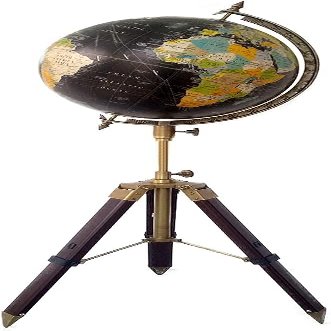 Calif International World Globes for Adults | Decorative Large World Globe with Stand 12 inch, with Tripod Stand, Adjustable Height-Black