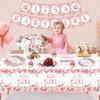 123 Pack Floral Sweet Babygirl Party Supplies Baby in Bloom Birthday Party Deco Set Baby Shower Deco for Girl Party Supplies Include Plates, Napkins, Birthday Banner, Tablecloth for 40 Guests view 4