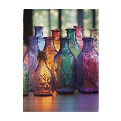 500 Piece Jigsaw Puzzle for Adults Personalized Picture Puzzle Colorful Glass Bottle Customized Wooden Puzzle for Family, Birthday, Wedding, Game Nights Gifts, 20.4"x15"