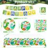 123 Pack Dinosaur Party Supplies Dino Birthday Party Decorations Set Dinosaur Themed Happy Birthday Supplies Include Plates, Napkins, Banner, Tablecloth for 40 Guests view 2
