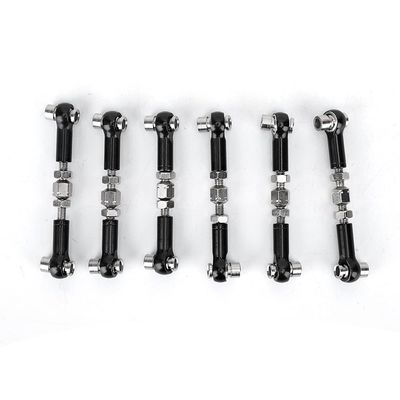 MUNEFE 6 Pcs RC Tie Rod Set, Stee Linkae Servo Link Pull Rod Turnbuckle Set, Turnbuckles Camber Links for 1/10 RC Truck Car(Black)