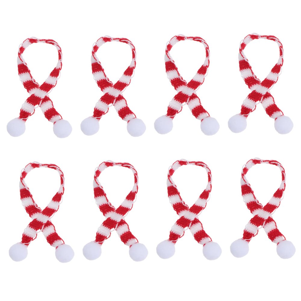 Ciieeo Mini Holiday Scarf for Plush Pet Plaid Hair Scarf Knitted Decorative Bottle Neckerchief Little Snowman Decor