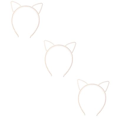 NOLITOY 3pcs Printing Out Get Out Haircuff Presents for Kids Beige Pearl Headband Party Hair Hoop Fashion Hair Hoop Women Hair Bands Rabbit Ears Headgear Child, Beigex3pcs