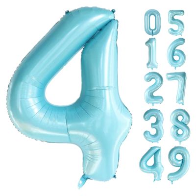 40 Inch Blue Large Numbers Balloons0-9,Number 4 Digit Helium Balloons,Foil Mylar Big Number Balloons for 4th 14 Birthday Party Supplies Decorations Anniversary Wedding Supplies Decorations(Blue No 4)