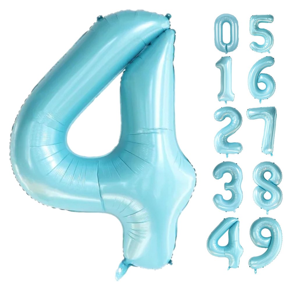 40 Inch Blue Large Numbers Balloons0-9,Number 4 Digit Helium Balloons,Foil Mylar Big Number Balloons for 4th 14 Birthday Party Supplies Decorations Anniversary Wedding Supplies Decorations(Blue No 4)