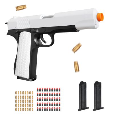 Bugrtey Soft Bullet Toy Gun Pistol with Shell Ejecting for Indoor/Outdoor Shooting Games Toys, Fake Gun Prop for Halloween Costume, Educational Play Toy Guns Model, Christmas/Birthday Gifts