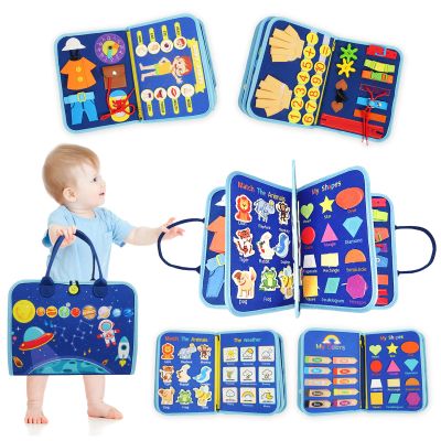 Busy Board for Toddlers 1-3 Sensory Busy Book for 1+ Year Old Boys Girls Montessori Learning Activity Books Birthday Christmas Toddler Gift (Planet)