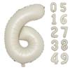 40 Inch Cream White Number 6 Balloon - Mylar Big Foil Helium Number 16 26 36 46 56 66 - Party Decorations, Boy Baby Shower Decorations view 1