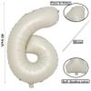 40 Inch Cream White Number 6 Balloon - Mylar Big Foil Helium Number 16 26 36 46 56 66 - Party Decorations, Boy Baby Shower Decorations view 2