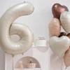 40 Inch Cream White Number 6 Balloon - Mylar Big Foil Helium Number 16 26 36 46 56 66 - Party Decorations, Boy Baby Shower Decorations view 3