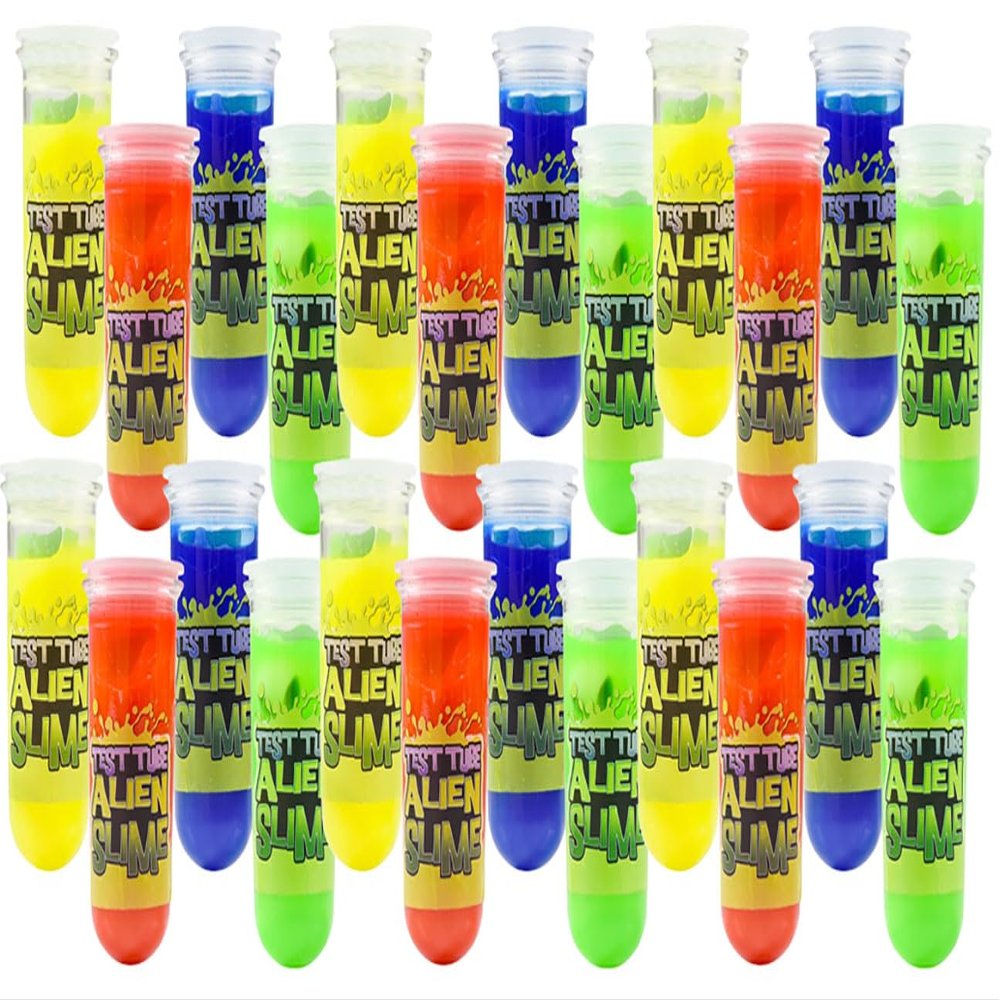 Bulk - 24 Alien Test Tube Slime with Mini Figurine - Oozy Gooey Fun Party Favor Prize Toy (2 Dozen)