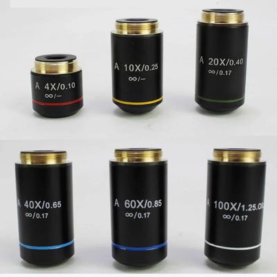 195 Microscope Lens 4X10X20X40X 60X100X Plan Infinity Achromatic Objective Biological Microscope Parts And Accessories (Size : 10X)