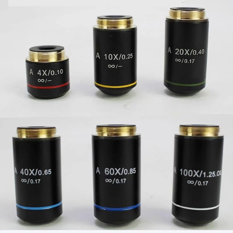 195 Microscope Lens 4X10X20X40X 60X100X Plan Infinity Achromatic Objective Biological Microscope Parts And Accessories (Size : 10X)