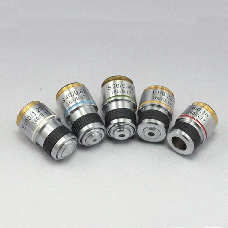 4X 10X 20X 40X 100X Microscope Achromatic Lenses Set