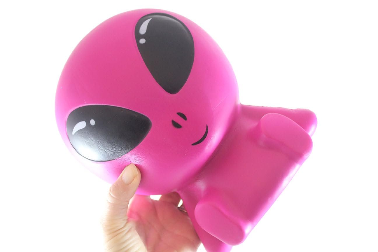 1 Pink Jumbo 9" Alien Squishy Slow Rise Foam - Sensory, Stress, Fidget Toy Memory Foam Expands (1 Pink Alien)