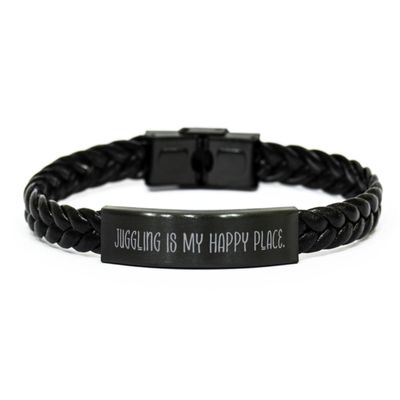 Best Juggling Braided Leather Bracelet, Juggling, Gifts For Men Women, Present From Friends, Engraved Bracelet For Juggling
