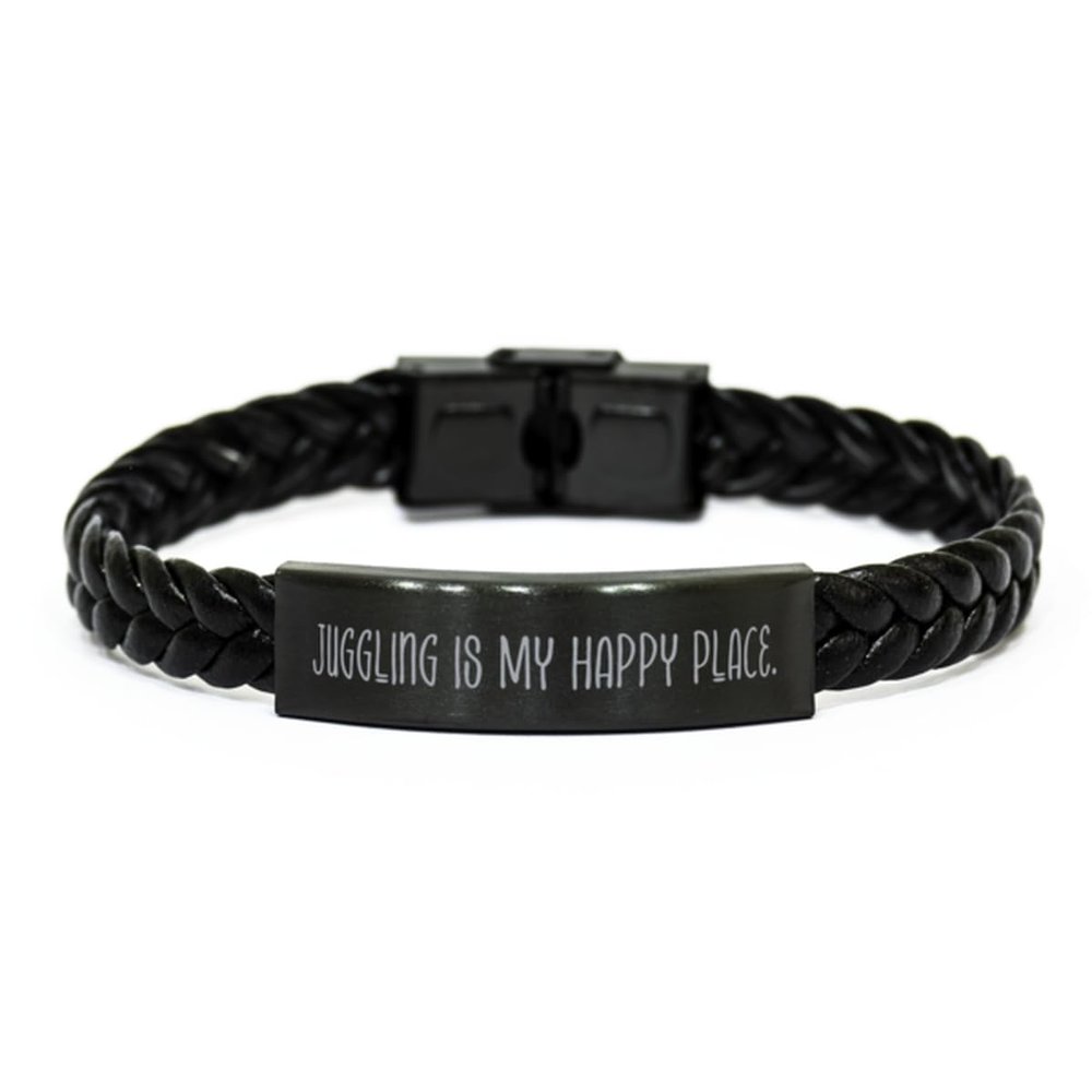 Best Juggling Braided Leather Bracelet, Juggling, Gifts For Men Women, Present From Friends, Engraved Bracelet For Juggling