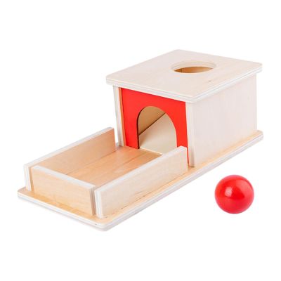 Almencla Wooden Object Permanence Box Ball Drop Box Creativity with Tray and Ball Montessori for Boys Girls Children 1 Year Old Babies