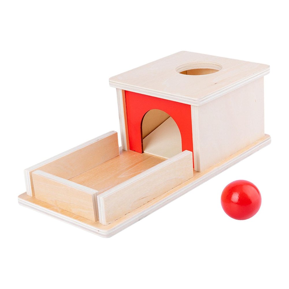 Almencla Wooden Object Permanence Box Ball Drop Box Creativity with Tray and Ball Montessori for Boys Girls Children 1 Year Old Babies