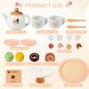 OMYBaby Wooden Tea Set for Little Girls, 19pcs Party Playset With Teapot, Cups, Dessert Stand, Macaroons, Cakes & Tray, Time Playset Pretend Play Kitchen Toys Gift for Girls & Toddlers 3Y+ view 4