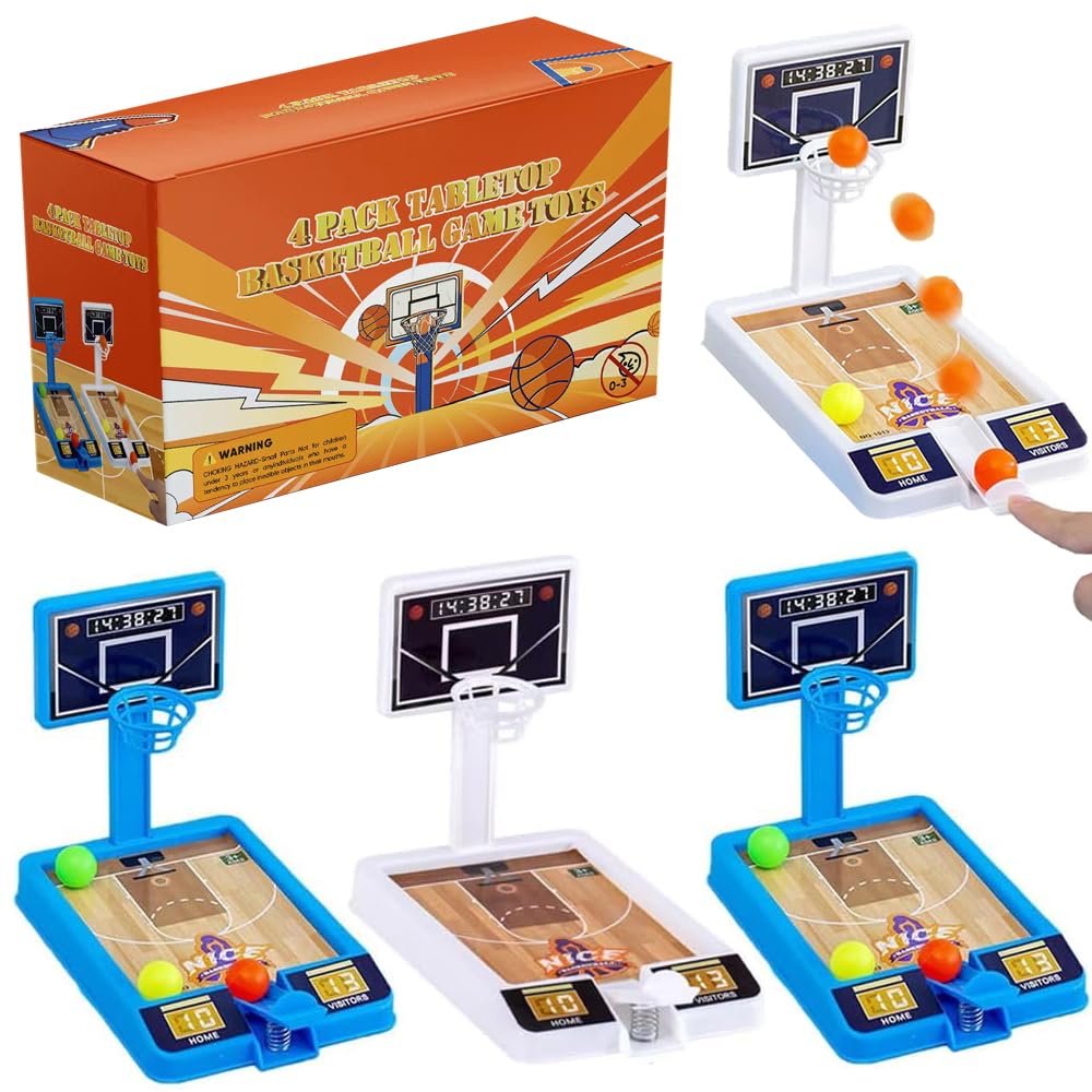 Estimable 4 Pack Tabletop Basketball Game Toys, Basketball Party Favors Desk Games for Office, Adult Stress Relief, Kids Boys Girls Gifts