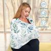 Flradish Watercolor Leaves Stretchy Baby Car Seat Cover Soft Breathable Nursing Cover Breastfeeding Cover Multiuse Infant Carseat Stroller Cover for Girls and Boys view 4