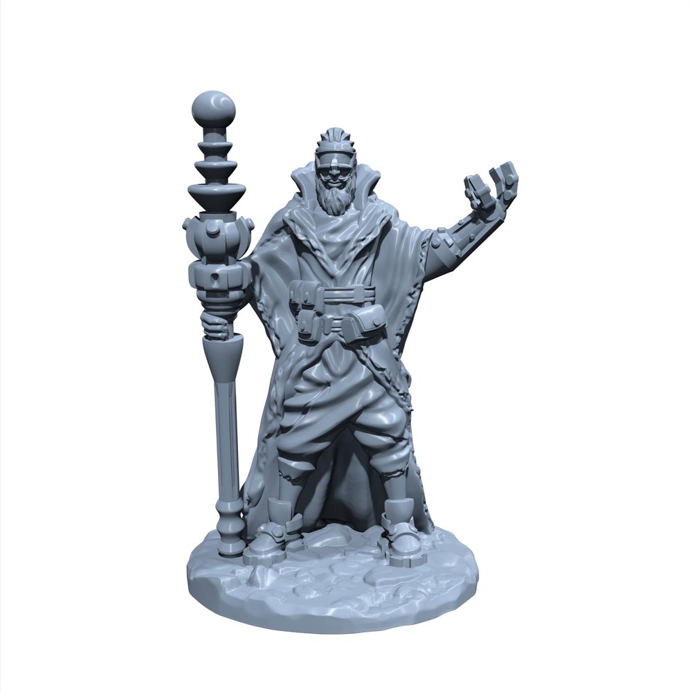 ToysCentral Basics Zaxon Volt, The Arcane Artificer | Electric Wizard for Tabletop Games Like D&D and War Gaming Large, Gray, 02E007.1-01