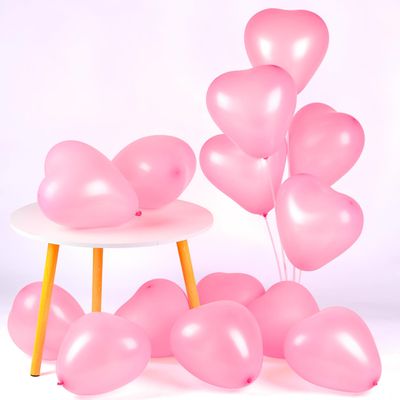100 Pack Heart Shaped Balloons,10 Inch Latex Heart Balloons for Valentine's Day Engagement Wedding Party Decorations (Light pink)