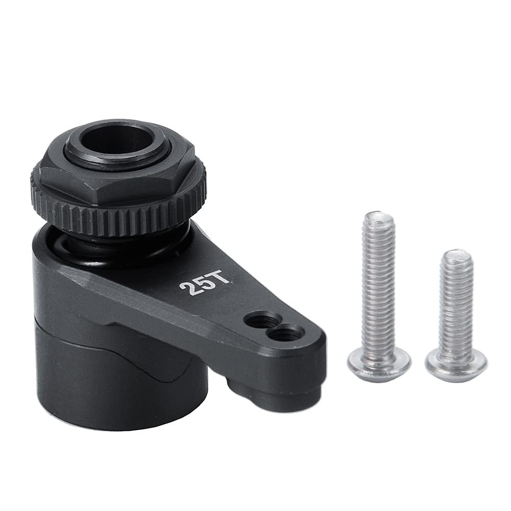 VERBANA 1/10 RC Car Aluminum Alloy 25T Steering Servo Arm Horn Kit for AXIAL RBX10 AXI03005 1/10 RC Crawle Car Upgrade Accessories (Color : Black)