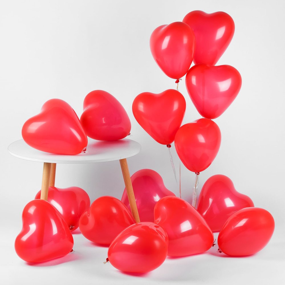 100 Pack Heart Shaped Balloons,10 Inch Latex Heart Balloons for Valentine's Day Engagement Wedding Party Decorations (Red)