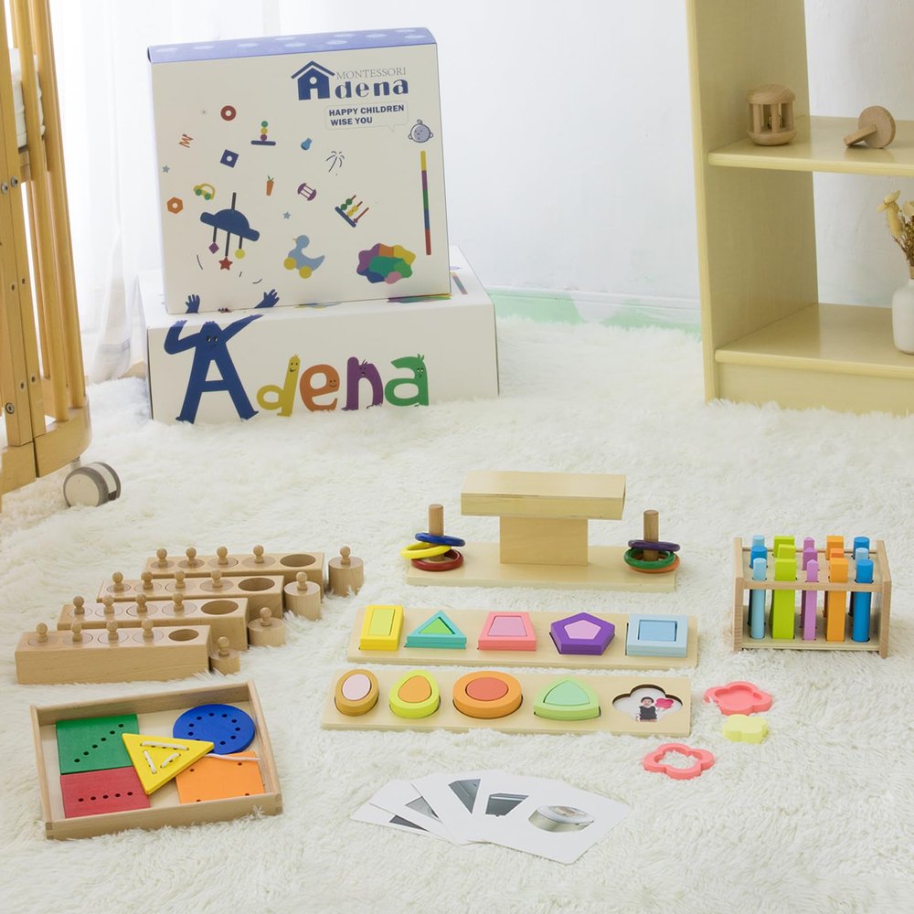 Adena Montessori Play Kit for 22-24 Months Baby Developmental Playset for Toddlers Preschool Learning Toys, Medium
