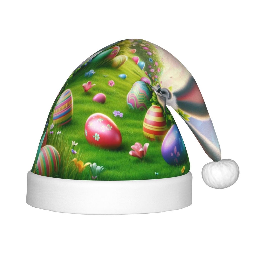 Augenstern Christmas Hat Easter-Eggs-Rabbit-Floral Xmas Hat Unisex Santa Hat